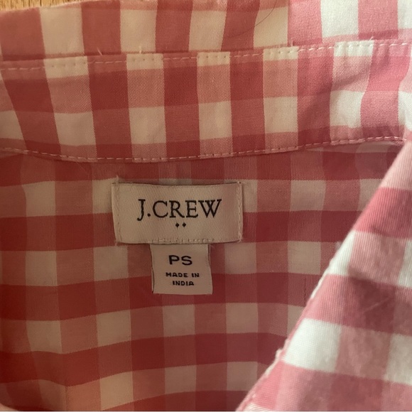 J. Crew button down, gingham salmon and white blouse - Picture 5 of 5